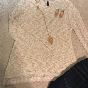 Elan lace trim sweater